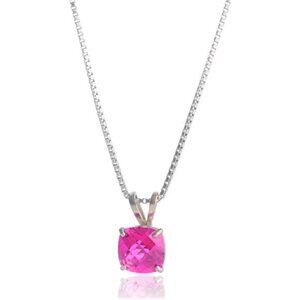 Pink Sapphire Cushion Cut Birthstone | 925 Sterling Silver | Necklace | 6mm